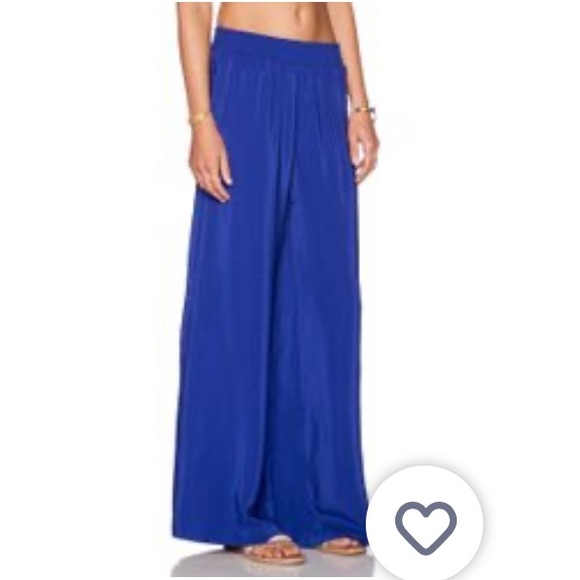 Amanda Uprichard Pants - Amanda Uprichard Blue Wide Leg Pant 100% Silk L
